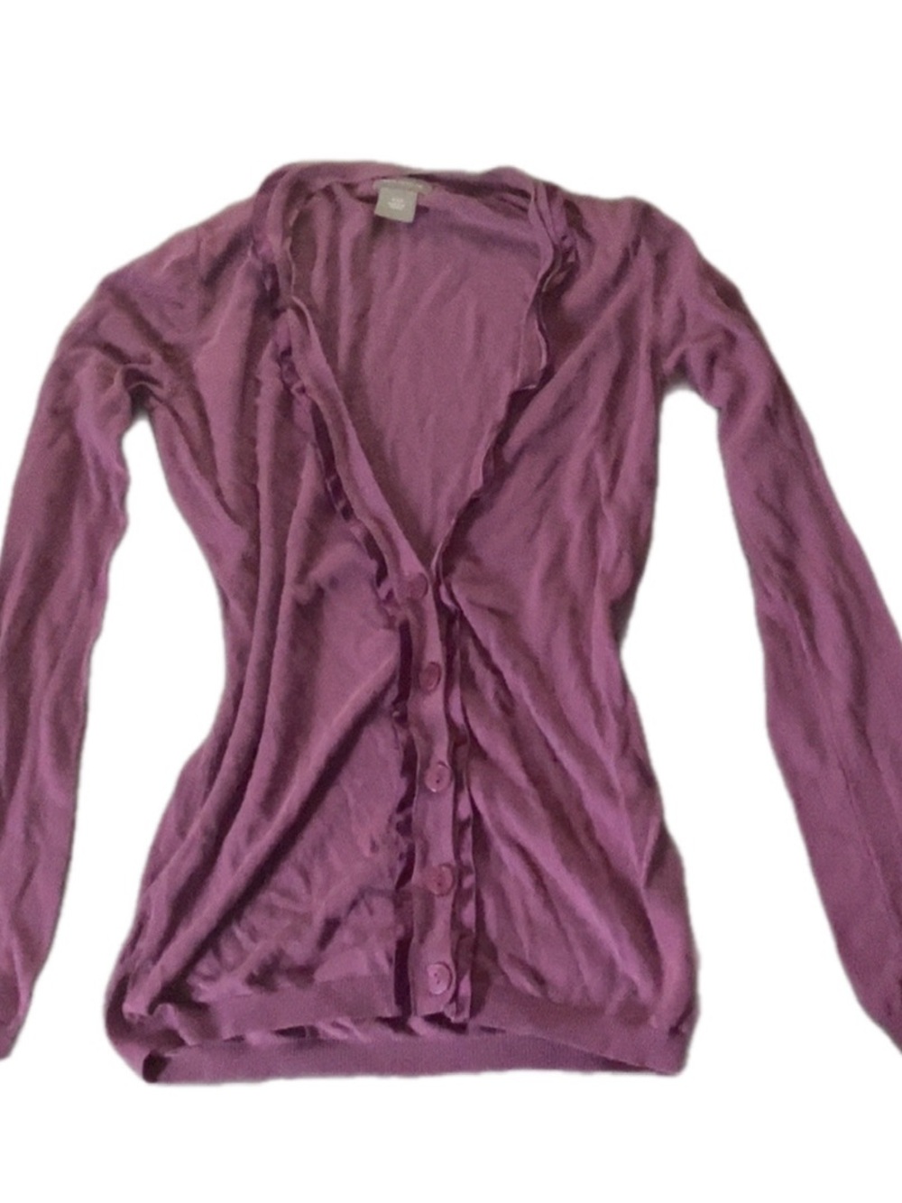 Ann Taylor Purple Button-Front Lightweight Cardigan